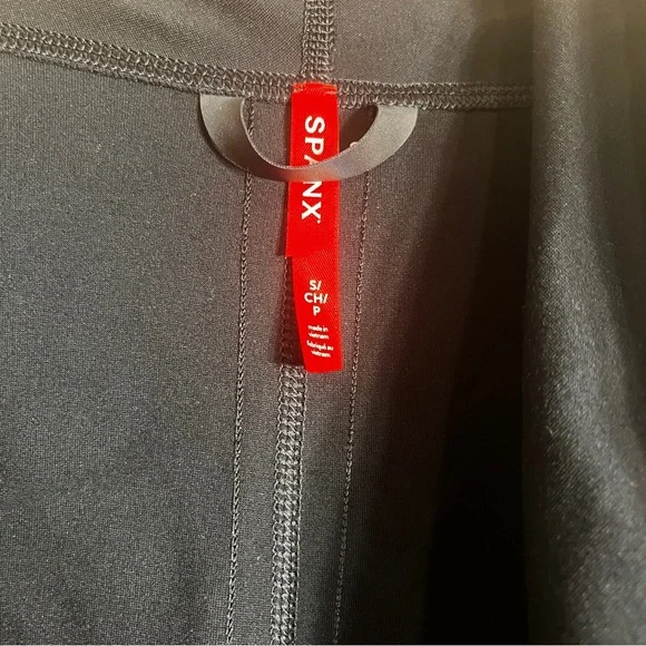 SPANX Black Faux Leather Drape Front Convertible Ponte Jacket SZ S